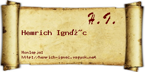 Hemrich Ignác névjegykártya
